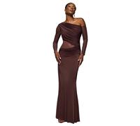Robe moulante asymÃ©trique femme Goddiva Bardot Marron 36