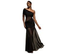 Robe moulante asymÃ©trique femme Goddiva Maxi Noir 38