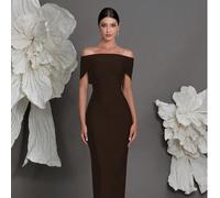 Robe moulante en tricot à épaules dénudées, robe crayon de luxe slim ajustée à la mode européenne et américaine, convient pour les réunions de famille, les fêtes et les robes de soirée pour les mariag