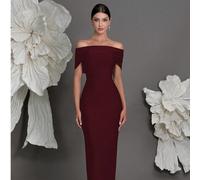 Robe moulante en tricot à épaules dénudées, robe crayon de luxe slim ajustée à la mode européenne et américaine, convient pour les réunions de famille, les fêtes et les galas de soirée du mariage de p