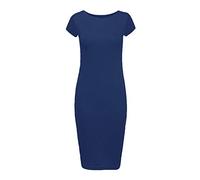 Robe Moulante Femme Grande Taille Mi Longue Jersey Basique Manche Courte - Bleu marine, 44/46