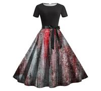 Robe Moulante Femme Sexy, Robe Vintage Audrey Hepburn Robe De Cocktail Chic Et Elegant Manches Courtes EvaséE Vintage AnnéEs 50 Club Dressrockabilly Swing Mi Longue