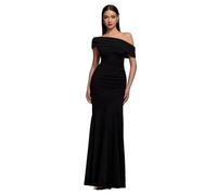 Robe moulante maxi plissÃ©e asymÃ©trique Ã Ã©paule Bardot cintrÃ©e et Ã©vasÃ©e femme Goddiva Noir 44