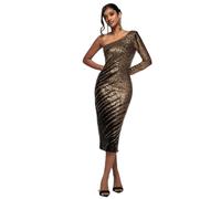 Robe moulante midi asymÃ©trique Ã paillettes femme Goddiva DorÃ© 44