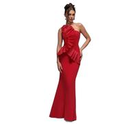 Robe moulante plissÃ©e en Ã©ventail Ã une Ã©paule femme Goddiva Rouge 44