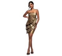 Robe moulante plissÃ©e en crÃªpe scuba femme Goddiva DorÃ© 44