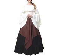 Robe Moyen Age Costume Raiponce Adulte Grande Taille Longue Femme Cendrillon Retro Halloween Tenue Medievale Cosplay Medieval Bal Masqué Deguisement Malefique Renaissance Princesse Médiéval