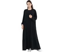 Robe musulmane Abaya 2 pièces pour femme - Cardigan doux et fluide - Robe de prière musulmane de Dubaï - Caftan - Noir