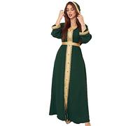 Robe Musulmane du Moyen-Orient pour Femme avec Broderie en Daim et col en V Robe Ramadan avec Capuche