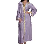 Robe Musulmane du Moyen-Orient pour Femme avec Broderie en Daim et col en V Robe Ramadan avec Capuche