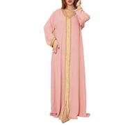 Robe Musulmane du Moyen-Orient pour Femme avec Broderie en Daim et col en V Robe Ramadan avec Capuche