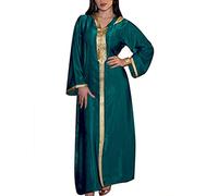 Robe Musulmane du Moyen-Orient pour Femme avec Broderie en Daim et col en V Robe Ramadan avec Capuche