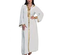 Robe Musulmane du Moyen-Orient pour Femme avec Broderie en Daim et col en V Robe Ramadan avec Capuche