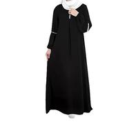 Robe musulmane élégante pour femme - Robe de prière arabe Dubaï Islam - Manches longues - Robe longue Ramadan - Robe de prière décontractée - Jupe longue au sol - Mode islamique turque - S-XL, Noir ,