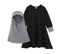 Robe musulmane en une pièce pour filles, robe de prière abaya à manches longues avec hijab en satin, robe musulmane décontractée pour les prières, vêtements pour filles, robe abaya ramadan de longueur