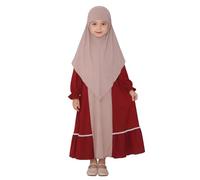 Robe Musulmane Fille - Ensemble Robe Tutu À Rayures Et Imprimé Citrouille pour Halloween Idéal pour Les Petites Filles Et Les Enfants Tissu Doux Et Confortable (Red 4-5 Years)