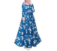 Robe musulmane pour femme - Corban Ramadan - Moyen-Orient - Grande taille - Ensemble khimar - Robe longue pour femme - Hijab pour mariage - Burka afghane - Vêtement arabe traditionnel, bleu, L