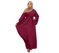 Robe musulmane pour femme - Robe ample à manches longues - Vêtement de prière pour femme - Caftan musulman Abaya Dubaï - Robe du Moyen-Orient ethnique saoudite - Robe arabe islamique, 03# Rouge, M