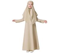 Robe musulmane pour fille - Robe de prière à manches longues - Hijab pour enfants et filles - Ensemble Abaya pour fille, kaki, 7-8 ans