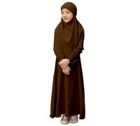 Robe musulmane pour filles - Robe de prière islamique - Abaya à manches longues - Cardigan - Caftan avec hijab - Robes pour le Ramadan - Tenues de Dubaï - Caftans pour enfants - Thobe pour enfants