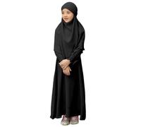 Robe musulmane pour filles - Robe de prière islamique - Abaya à manches longues - Cardigan - Caftan avec hijab - Robes pour le Ramadan - Tenues de Dubaï - Caftans pour enfants - Thobe pour enfants