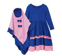 Robe Musulmane Une pièce pour Fille, Robe de prière Islamique à Manches Longues avec Hijab Abaya pour Enfant Fille Robe de Prière Musulmane Hijab intégré Taille 6mois à 4 Ans