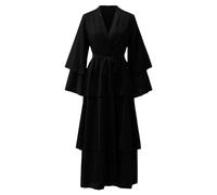 Robe Musulmanes pour Femmes Grande Taille en Coton Robes Ensembles Manche Longue Uni-Couleur Robe De Priere Femme Musulmane Une Pièce avec Hijab Dubai Islamique Robes De Prières pour Le Ramadan
