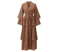 Robe Musulmanes pour Femmes Grande Taille en Coton Robes Ensembles Manche Longue Uni-Couleur Robe De Priere Femme Musulmane Une Pièce avec Hijab Dubai Islamique Robes De Prières pour Le Ramadan