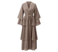 Robe Musulmanes pour Femmes Grande Taille en Coton Robes Ensembles Manche Longue Uni-Couleur Robe De Priere Femme Musulmane Une Pièce avec Hijab Dubai Islamique Robes De Prières pour Le Ramadan