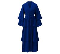 Robe Musulmanes pour Femmes Grande Taille en Coton Robes Ensembles Manche Longue Uni-Couleur Robe De Priere Femme Musulmane Une Pièce avec Hijab Dubai Islamique Robes De Prières pour Le Ramadan