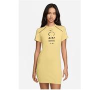 Robe Nike femme à manches courtes, imprimé logo, 100 % coton, jaune L