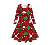 Robe Noel Bebe Fille, Robes de Princesse de fête à Manches Longues pour Enfants en Bas âge, Filles, imprimé Arbres de noël, (Green, 4-5 Years)