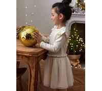 Robe Noël bi-matière jupon en tulle fille écru 10A