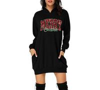 Robe Noël Femme Chic et Elegante Rudolph Renne Elfe Robe Longue Noel Robes de Soiree Col en V Manches Longues Robes Chic et Elegant Dress for Christmas Party Déguisement Adulte Noel (Black-a, M)