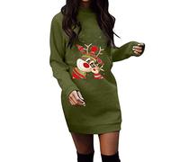 Robe Noël Femme Chic Moche Flocon de Neige Année 80 Sweat Pull à Col Rond Manches Longues De Vacances Avec Poches Costume Père Noël Professionnel
