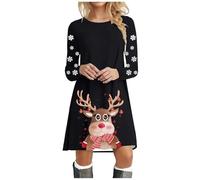 Robe Noël Femme Chic, Robe Mere Noel Femme, Robes Vintage Rockabilly Classique Elegant Swing Robes Au Genou Décontractée Deguisement Mariage Cérémonie Hiver Jupe Hepburn Rétro Grande Taille