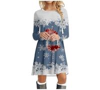 Robe Noël Femme Chic, Robe Vintage Femme, Costume À 3D Imprimé Manche Longue Robes Au Genou Décontractée Robes Vintage Rockabilly Classique Elegant Swing Déguisement Mere Moche Mignon Imprimer