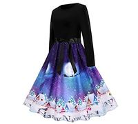 Robe Noel Femme Grande Taille, Robe Mere Noel Femme, Deguisement Mariage Cérémonie Hiver Robes Vintage Rockabilly Classique Elegant Swing Jupe Hepburn Rétro Grande Taille Robes Au Genou Décontractée