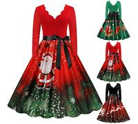 Robe Noel Femme Mi Longue Robe de Soiree Femme Chic et Glamour Robes de Noël Nouvel an Chic et Elegant Robes de Soirée Cocktail Fete Réveillon Grande Taille Dress Hiver Rouge Or Noire Dress Mere Noel