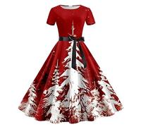 Robe Noel Femme Mi Longue Robe de Soiree Femme Chic et Glamour Robes de Noël Nouvel an Chic et Elegant Robes de Soirée Cocktail Fete Réveillon Grande Taille Dress Hiver Rouge Or Noire Dress Mere Noel