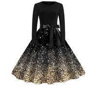 Robe Noel Femme Mi Longue Robe de Soiree Femme Chic et Glamour Robes de Noël Nouvel an Chic et Elegant Robes de Soirée Cocktail Fete Réveillon Grande Taille Dress Hiver Rouge Or Noire Dress Mere Noel