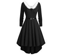 Robe Noël Femme Renne Flocon de Neige Arbre Robe Reine des Neiges Noel Chic Vintage Rétro Année 50s pin-up Rockabilly Swing à Pois Robes de Soirée Déguisement Sapin de Noël Adulte (b-Black, XXXL)