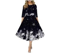 Robe Noël Femme Rigolo Imprimé Hiver Robe Moche Noel Vintage Années 50s 60s Audrey Hepburn Robes de Soirée Cocktail Mariage Fête Ugly Christmas Dress Déguisement Elfe Noel (Black, XXXXXL)