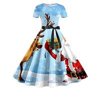 Robe Noel Femme, Robe Cocktail Femme, Deguisement Mariage Cérémonie Hiver Jupe Hepburn Rétro Grande Taille Robes Vintage Rockabilly Classique Elegant Swing Robes Au Genou Décontractée