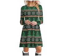Robe Noel Femme, Robe De Fête Femme, Robes Vintage Rockabilly Classique Elegant Swing Costume À 3D Imprimé Manche Longue Jupe Hepburn Rétro Grande Taille Deguisement Mariage Cérémonie Hiver
