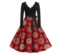 Robe Noel Femme Robe De Noel Femme Manche Longue Jour De L'an Tenue Noël Sapin Haut Adulte Grande Taille Vintage Laine Velours Nouvel an Cadeau Costume 2#Rose S