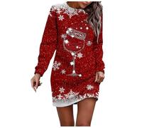 Robe Noel Femme Robe de Noel Femme Mere Chic Robes Moche Rouge Vintage Grande Taille soirée Longue Femmes Christmas Dress for Women Nouvel Pas Cher Fete Jupe Glamour Elegant Soiree Trapeze Sapin noël