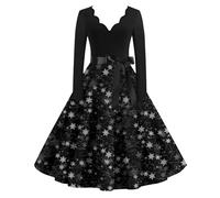 Robe Noel Femme Robe Femme Chic Et Elegant Manche Longue Glamour Haut Nouvel an Laine Velours Tenue Renne Grande Taille Cadeau Moche Noël Jour De L'an Costume 2#Gris foncé 3XL