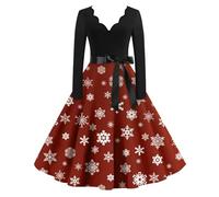 Robe Noel Femme Robe Femme Chic Et Elegant Manche Longue Sapin Tenue Nouvel an Renne Haut Adulte Oversize Cadeau Reveillon Sequins Jour De L'an Costume 2#pastèque Rouge S