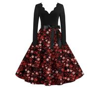 Robe Noel Femme Robe Femme Chic Et Elegant Oversize Moche Tenue Nouvel an Cadeau Haut Sapin Manche Longue Adulte Jour De L'an Deguisement Laine Velours Costume 2#Rouge Profond XL